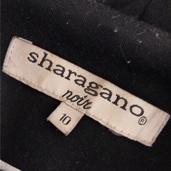 SHARAGANO NOIR! RICH BLACK UKTRA LONG, GOLD FRONT FOCAL POINT JACKET! SZ 10 - Picture 11 of 14